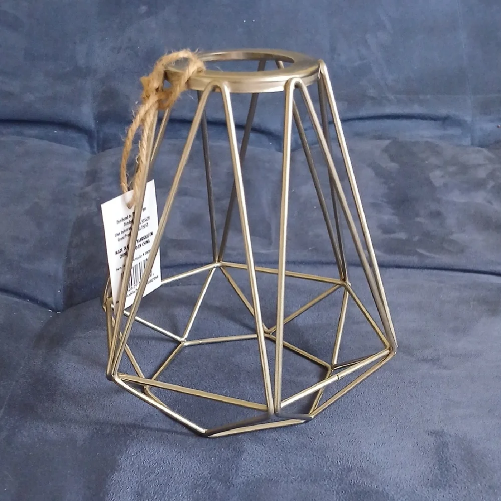 Geometric Brushed Nickel Caged Lamp Shade/Candle Holder